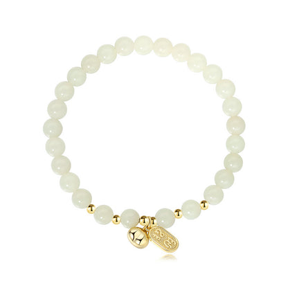 Chinese Persimmon Bracelet 925 Silver Jade Lucky Charm