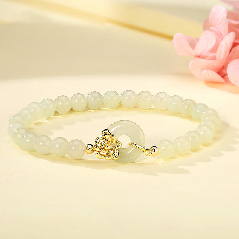 Chrysanthemum Jade Bracelet 925 Silver Floral Garden Jewelr