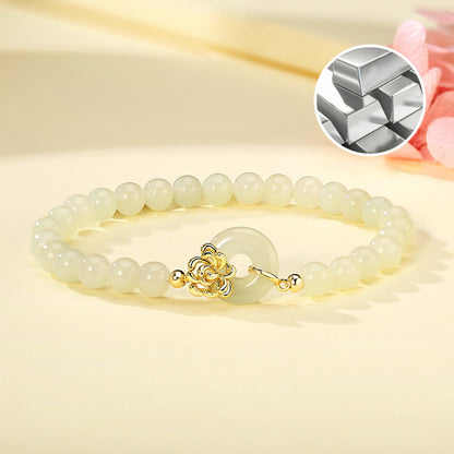 Chrysanthemum Jade Bracelet 925 Silver Floral Garden Jewelr