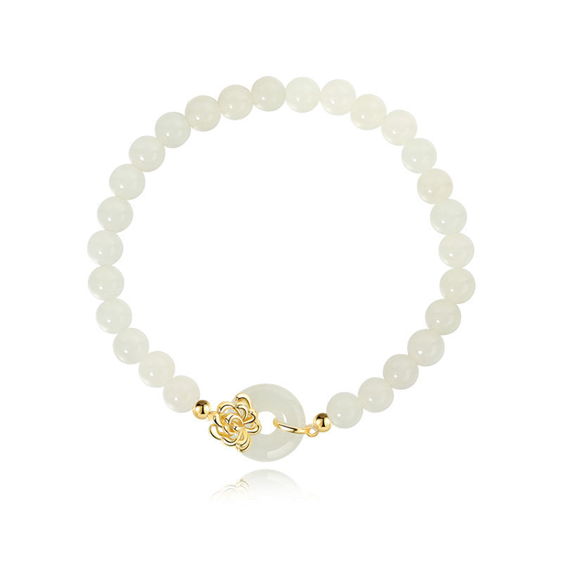 Chrysanthemum Jade Bracelet 925 Silver Floral Garden Jewelr