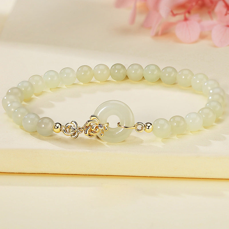 Chrysanthemum Jade Bracelet 925 Silver Floral Oriental Jewelry
