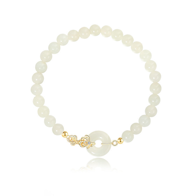 Chrysanthemum Jade Bracelet 925 Silver Floral Oriental Jewelry