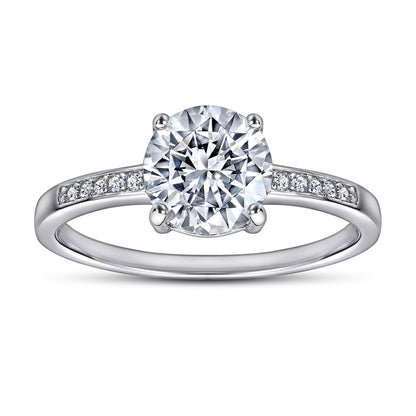 Classic 4-Prong Zircon Solitaire Ring - 925 Sterling Silver Round Cut Engagement Ring for Women