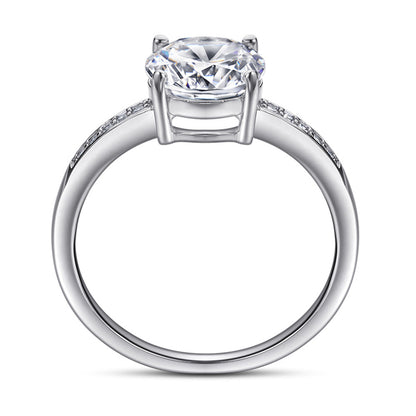 Classic 4-Prong Zircon Solitaire Ring - 925 Sterling Silver Round Cut Engagement Ring for Women