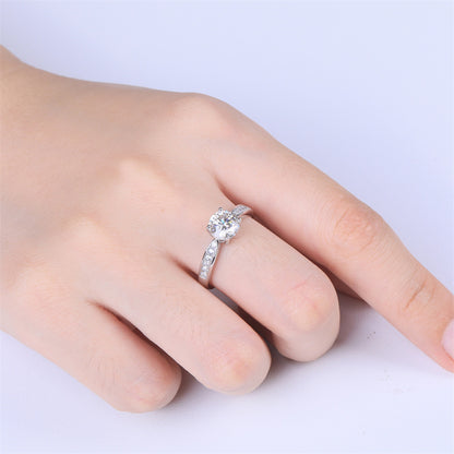 Classic Four-Prong Moissanite Eternity Ring - 925 Sterling Silver Diamond Simulant Band for Women