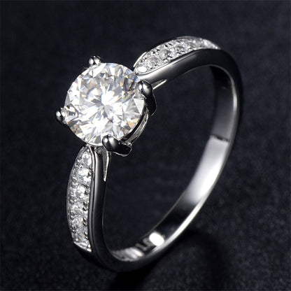 Classic Four-Prong Moissanite Eternity Ring - 925 Sterling Silver Diamond Simulant Band for Women