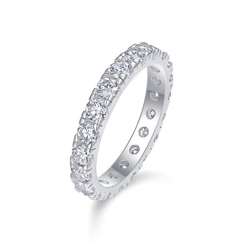 Classic Geometric Silver Ring with Moissanite