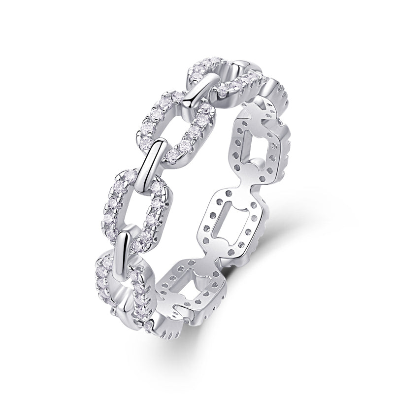 Contemporary 925 Silver Ring with Openwork Accent
