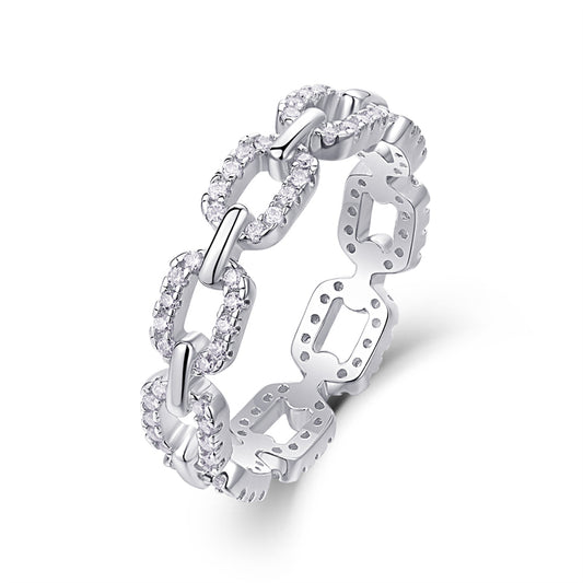 Contemporary 925 Silver Ring with Openwork Accent