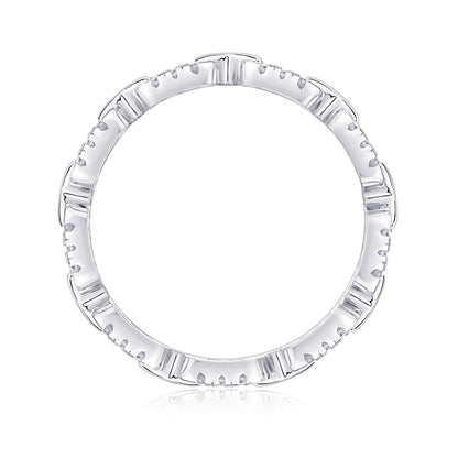 Contemporary 925 Silver Ring with Openwork Accent