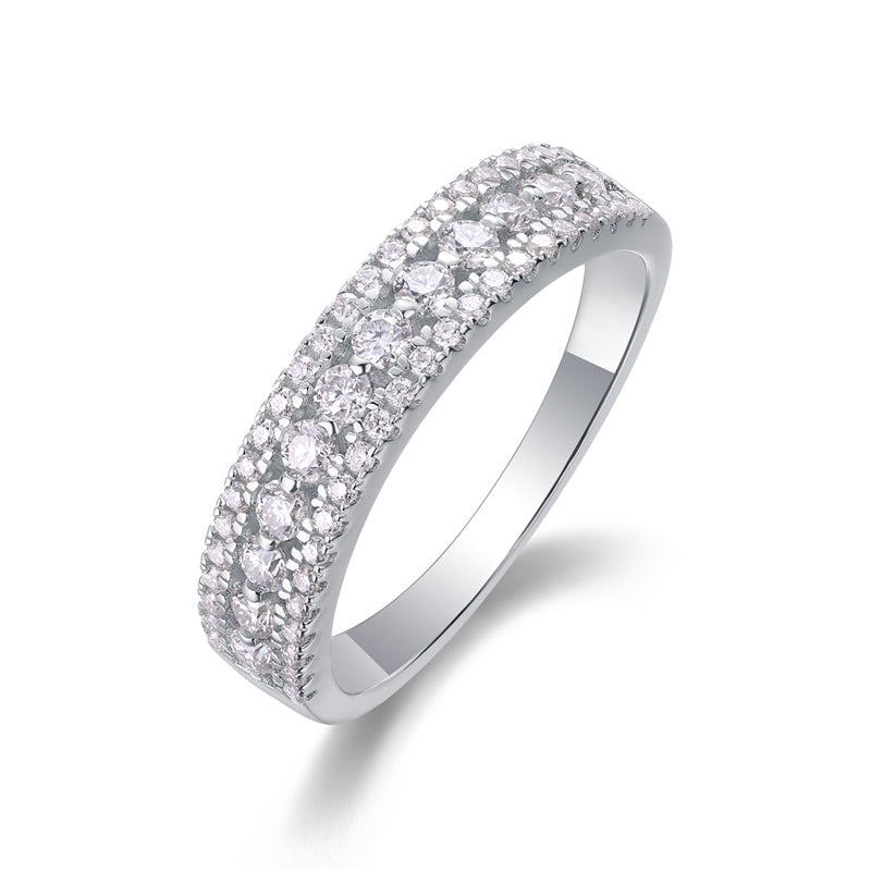 Contemporary Geometric Round Moissanite Ring