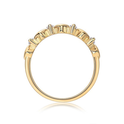 Contemporary Geometric Round Moissanite Ring