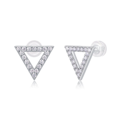 Contemporary Geometric Triangle Moissanite Studs