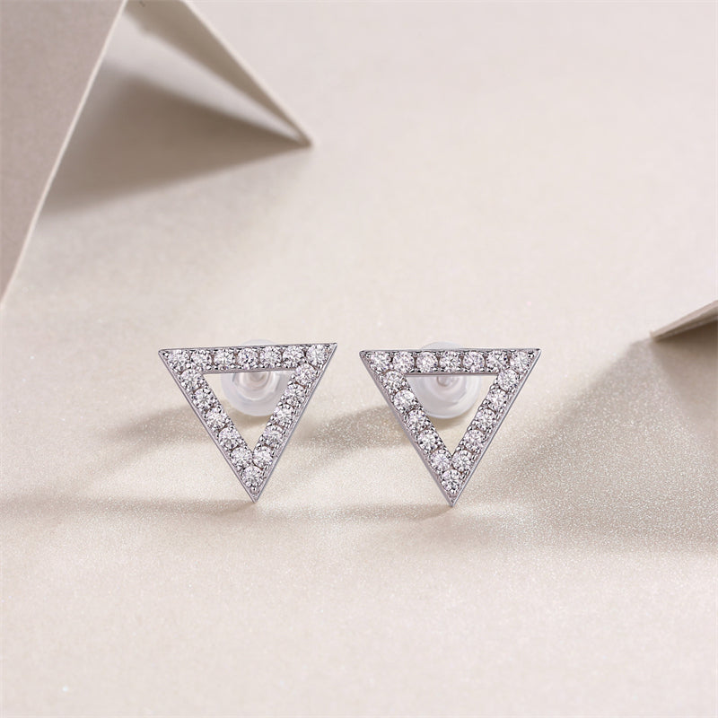 Contemporary Geometric Triangle Moissanite Studs