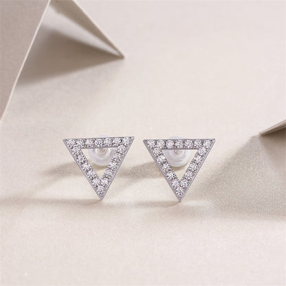 Contemporary Geometric Triangle Moissanite Studs