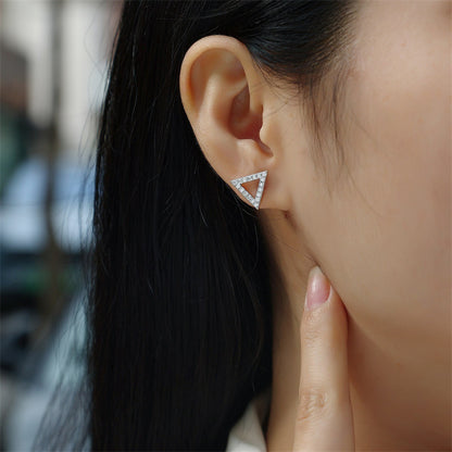 Contemporary Geometric Triangle Moissanite Studs