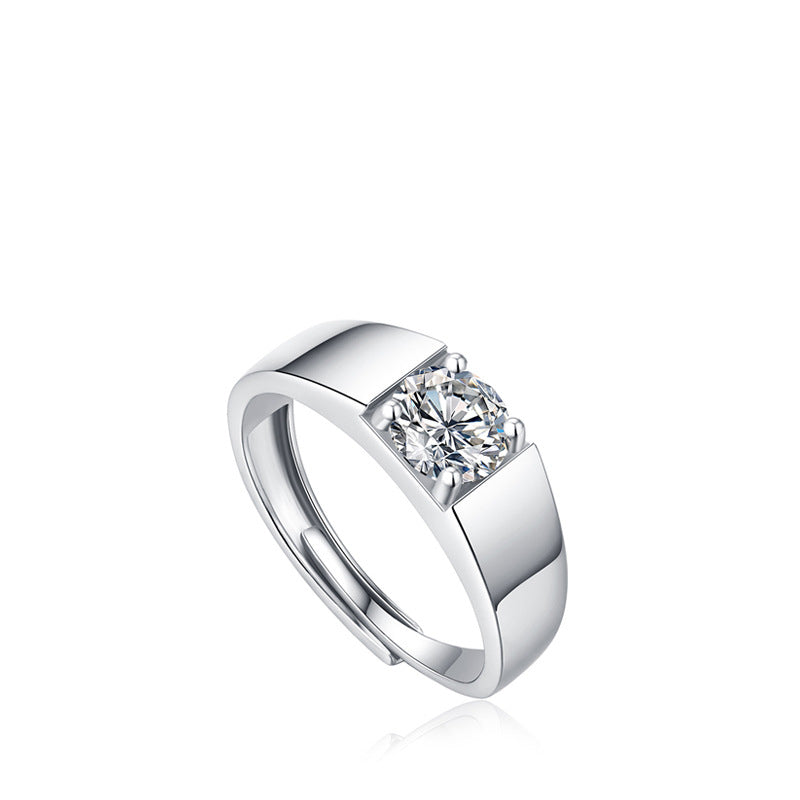 Contemporary Men’s Ring with Moissanite