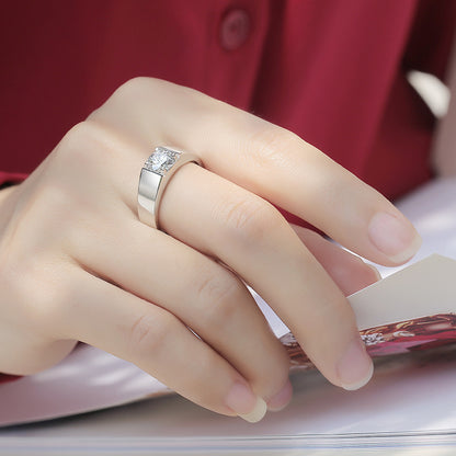 Contemporary Men’s Ring with Moissanite