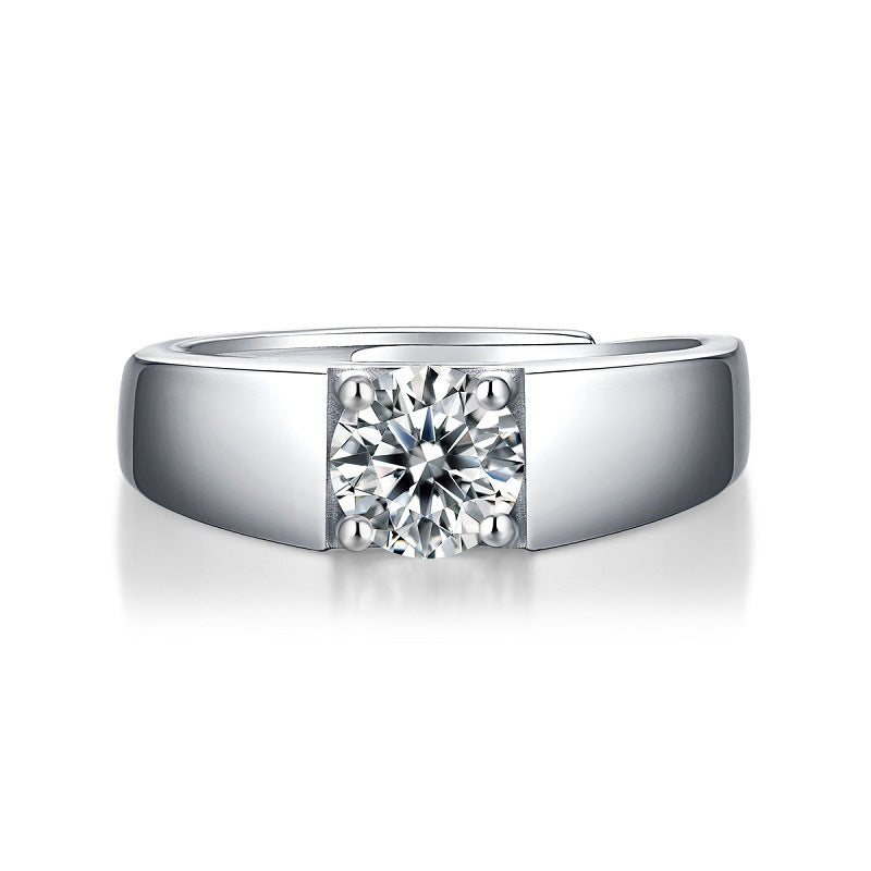 Contemporary Men’s Ring with Moissanite