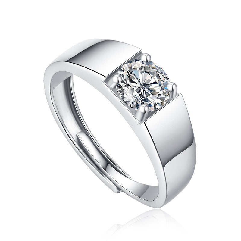 Contemporary Men’s Ring with Moissanite