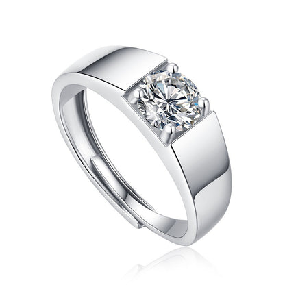 Contemporary Men’s Ring with Moissanite