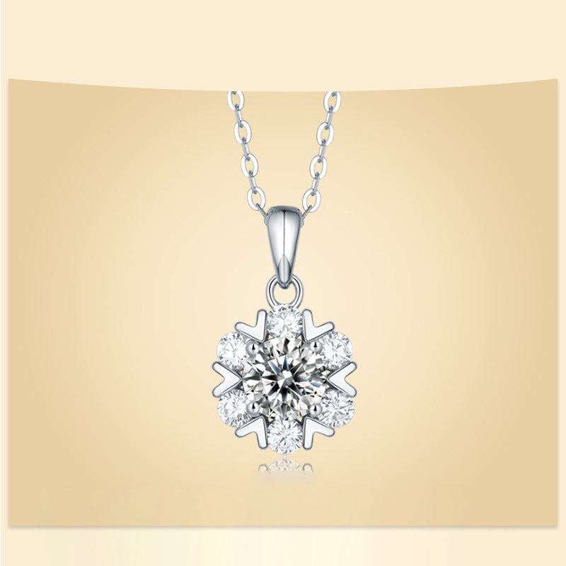 Contemporary Moissanite Necklace with Bead Chain Style