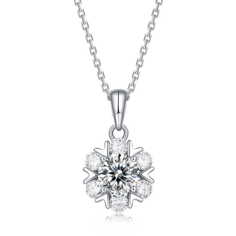 Contemporary Moissanite Necklace with Bead Chain Style