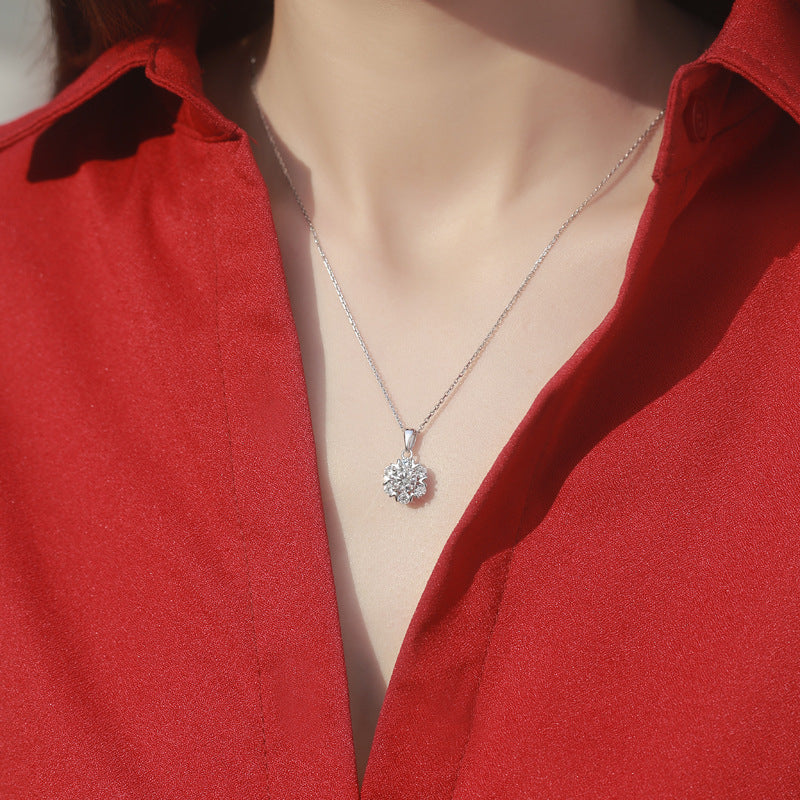 Contemporary Moissanite Necklace with Bead Chain Style