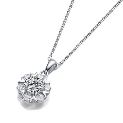 Contemporary Moissanite Necklace with Bead Chain Style