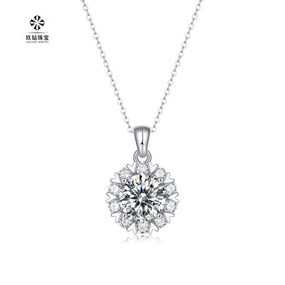 Contemporary Moissanite Necklace with Bead Chain Style