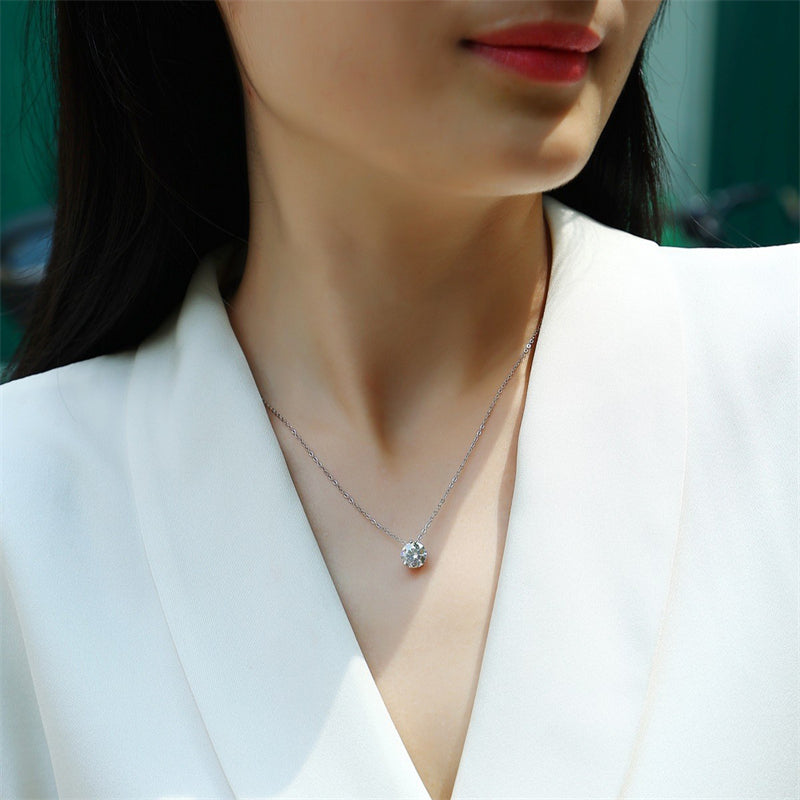 Contemporary Moissanite Necklace with Classic Chain Design