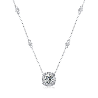 Contemporary Moissanite Necklace with Quadrilateral Design