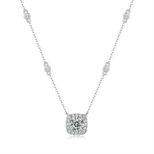 Contemporary Moissanite Necklace with Quadrilateral Design