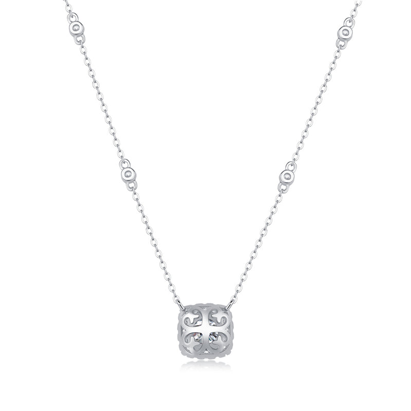 Contemporary Moissanite Necklace with Quadrilateral Design