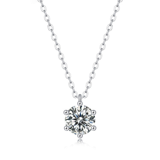 Contemporary Six-Prong Moissanite Necklace
