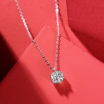 Contemporary Six-Prong Moissanite Necklace