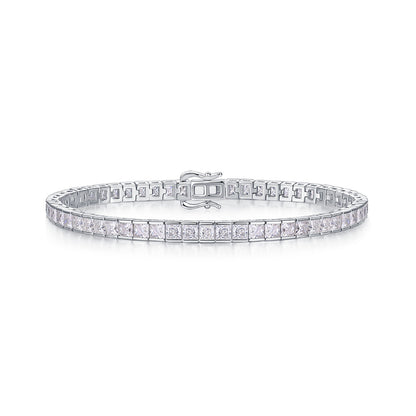 Contemporary Women's Silver Bracelet with Geometric Motifs