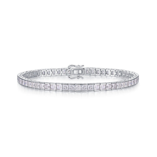 Contemporary Women's Silver Bracelet with Geometric Motifs
