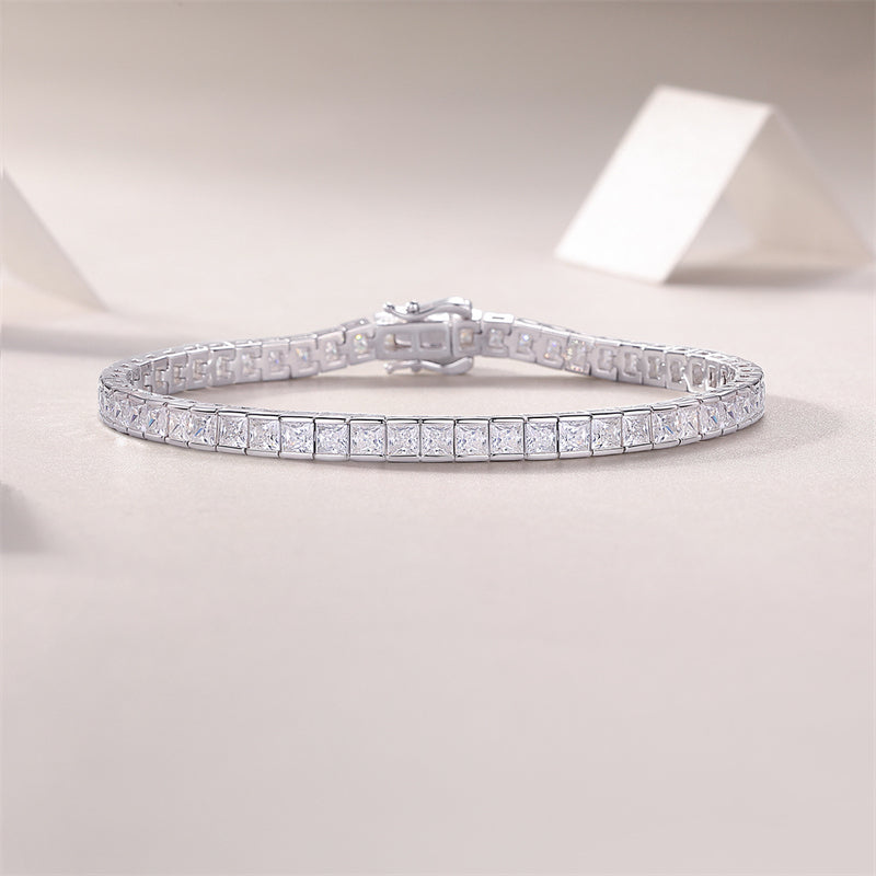Contemporary Women's Silver Bracelet with Geometric Motifs