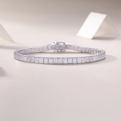 Contemporary Women's Silver Bracelet with Geometric Motifs