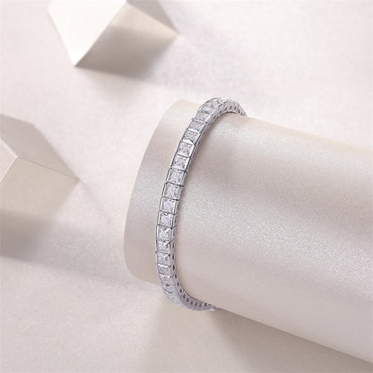 Contemporary Women's Silver Bracelet with Geometric Motifs