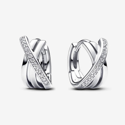 Crossover Pavé Hoop Earrings