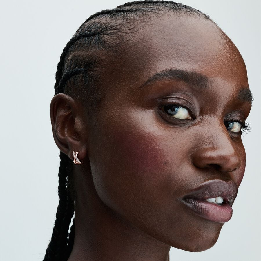 Crossover Pavé Hoop Earrings