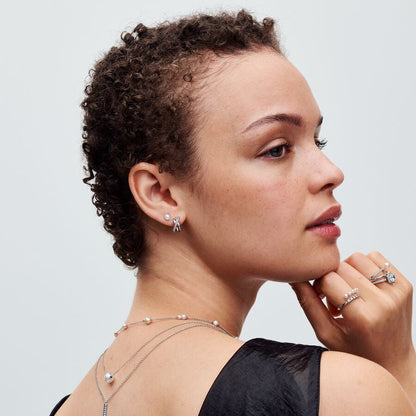 Crossover Pavé Hoop Earrings
