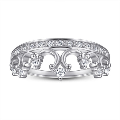 Crown Design Zircon Ring - 925 Sterling Silver Regal Jewelry for Women