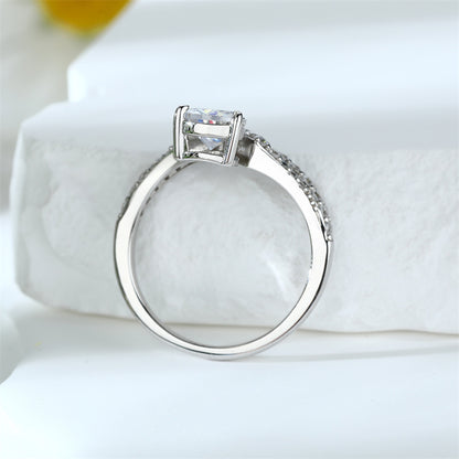 Crown Teardrop 925 Silver Ring - Regal Zirconia Wedding Band for Women
