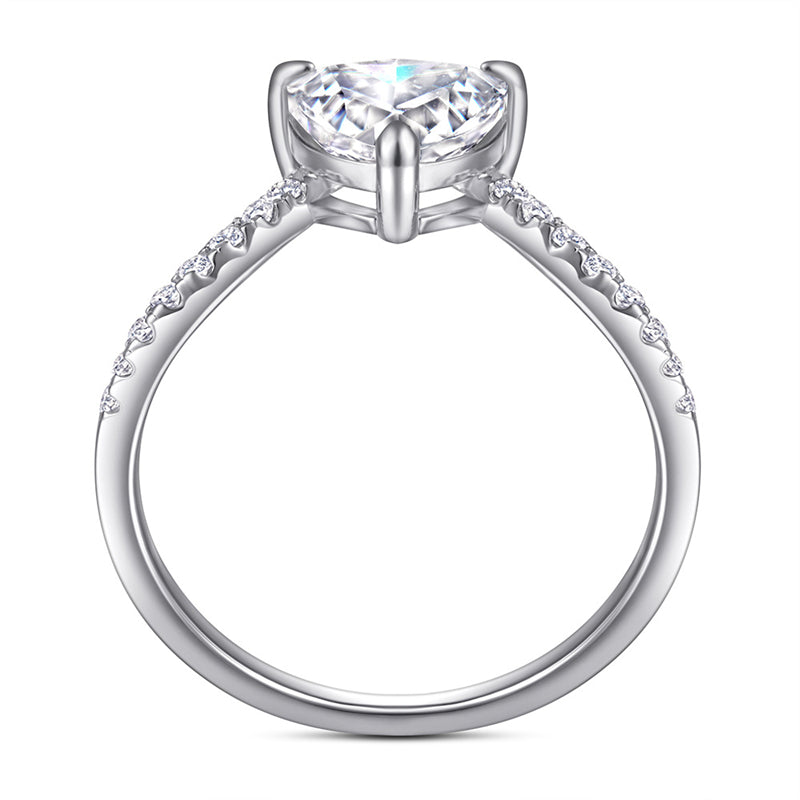 Crown & Heart 925 Silver Ring - Korean-Inspired V-Shaped Bridal Band