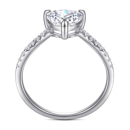 Crown & Heart 925 Silver Ring - Korean-Inspired V-Shaped Bridal Band