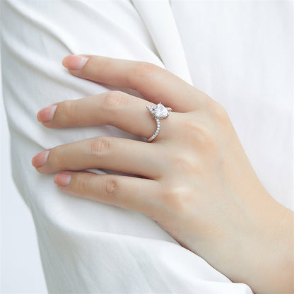 Crown & Heart 925 Silver Ring - Korean-Inspired V-Shaped Bridal Band