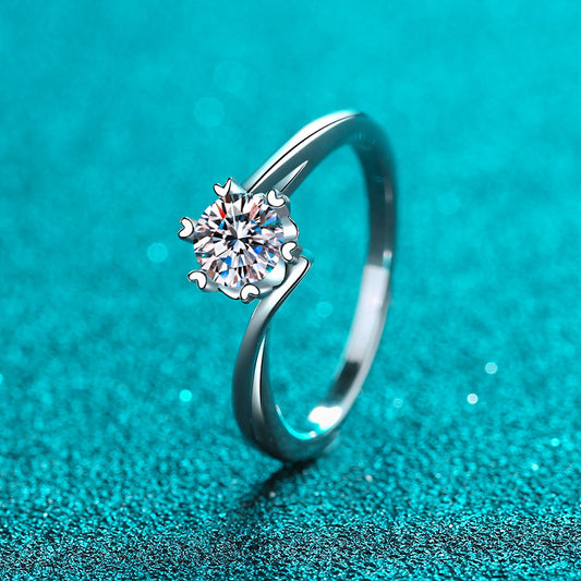 Dainty Snowflake Moissanite Ring in 925 Sterling Silver | 0.3ct & 0.5ct Options